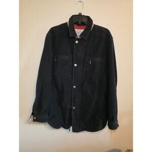 Tommy Bahama Black Denim Jacket Mens Medium Button Front Cotton Casual Coat